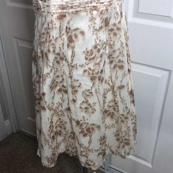 Lela Rose Loft Cream Brown Swirl Cinched Waist Dress 8 - Picture 3 of 8